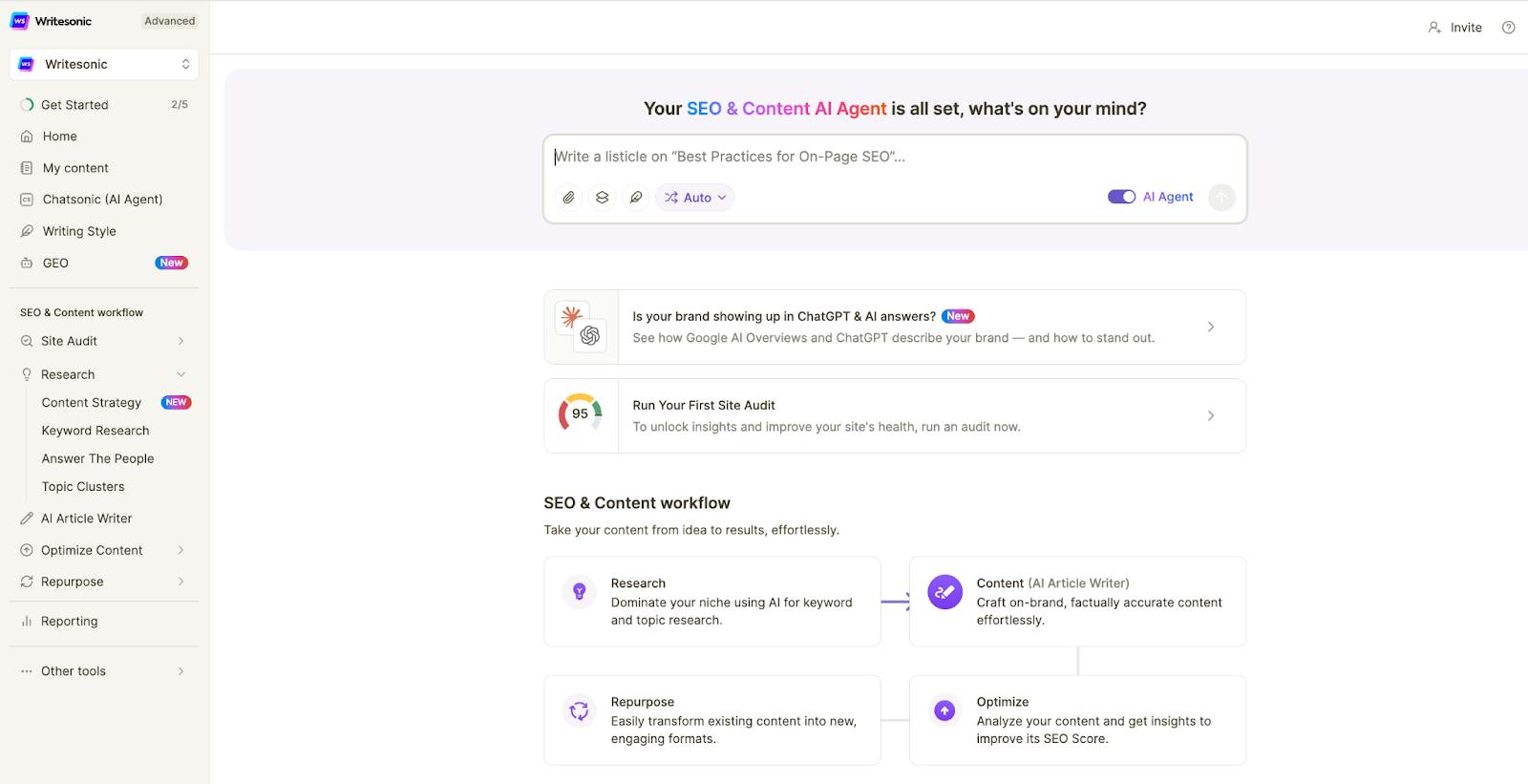 Writesonic SEO AI Agent
