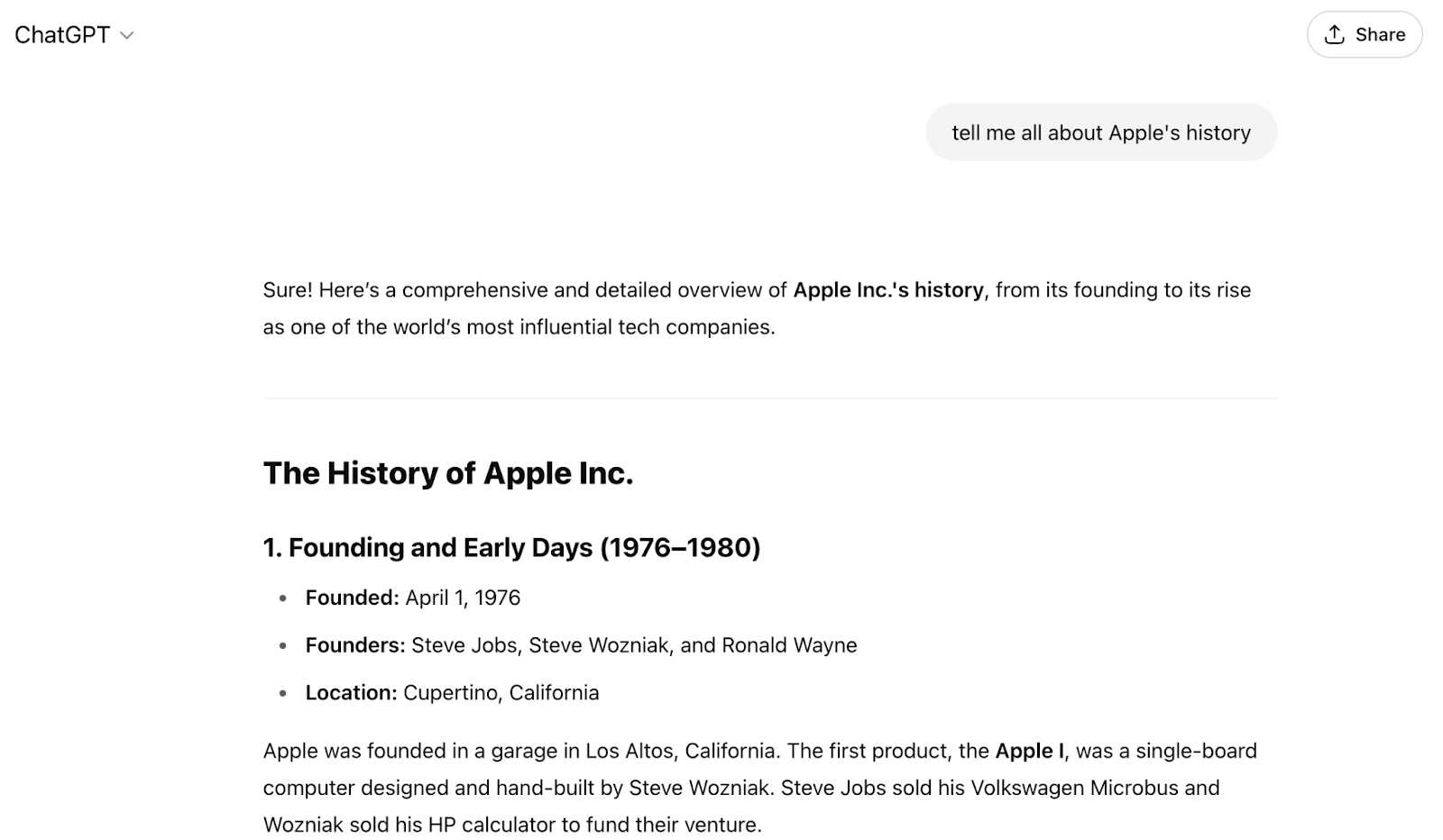 Example of AI Search Query