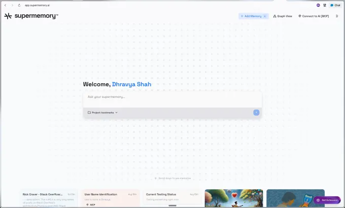 Supermemory interface screenshot