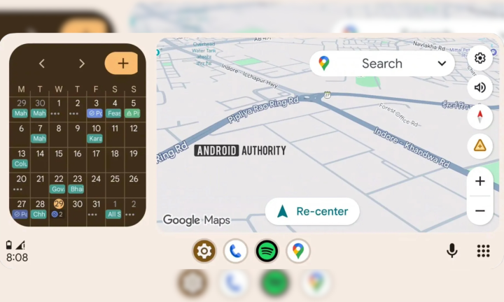 Screenshot of the upcoming home screen widget feature on Android Auto.