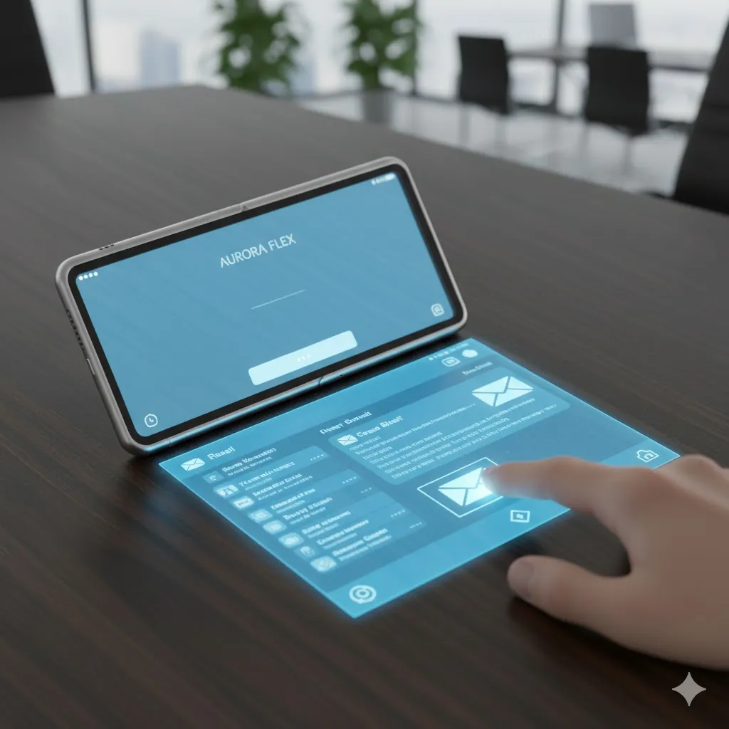 Holographic design prototype on a table