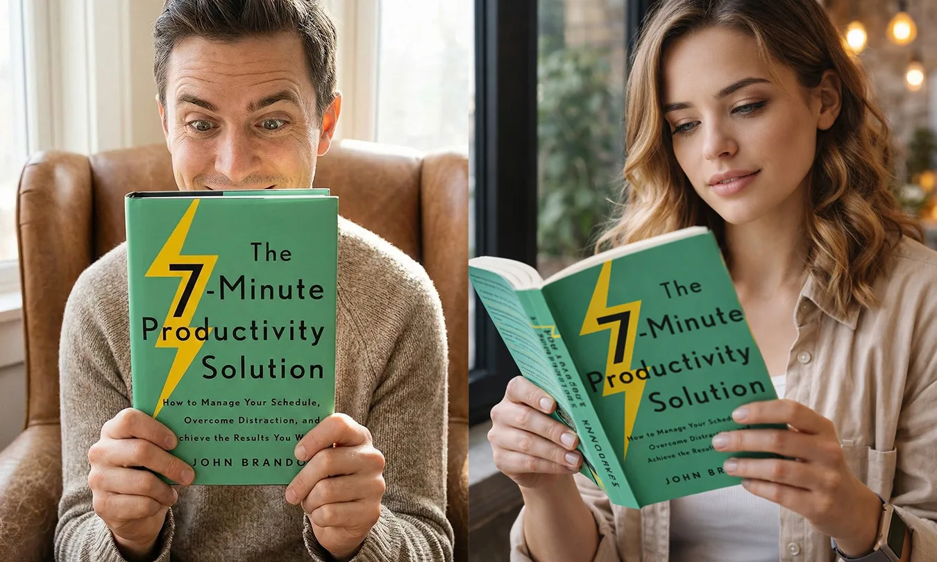 AI-generated image of someone reading a book. Gemini / Nano Banana is on the left.