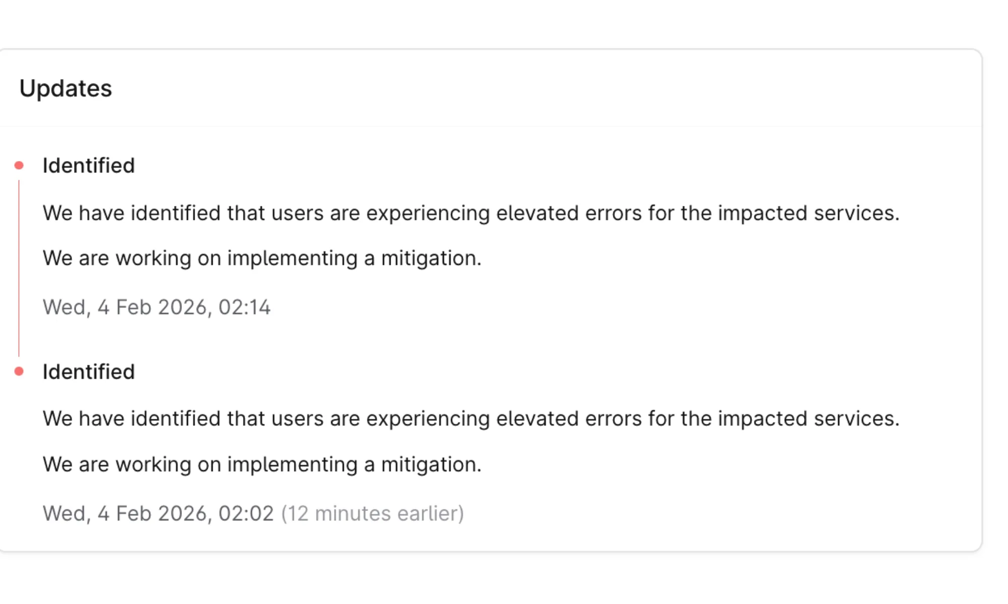 OpenAI Status page showing ChatGPT issues