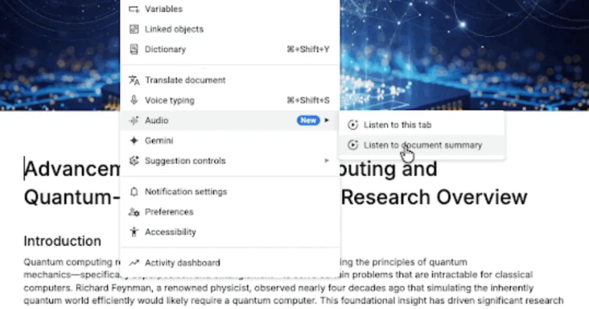 Transform Your Google Docs into Engaging Audio Summaries with Gemini
