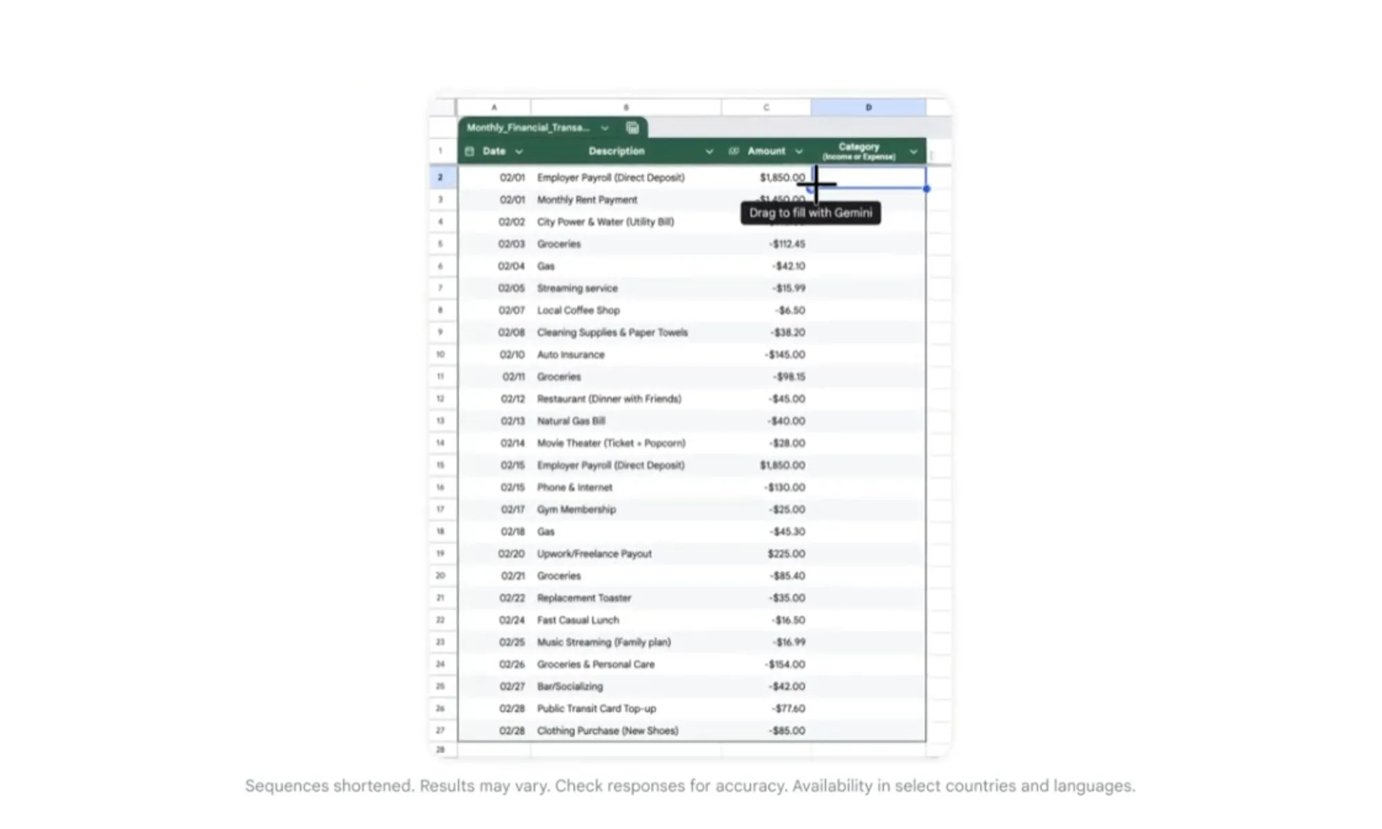 Fill with Gemini in Google Sheets