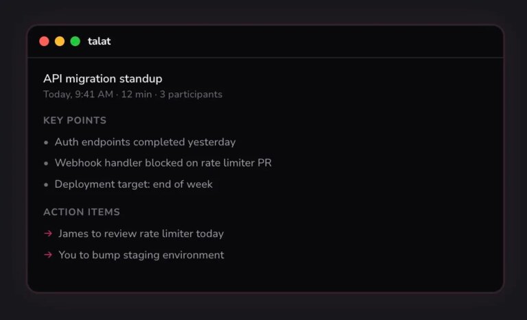Talat's AI Meeting Notes: Securely Stored on Your Device, Not in the Cloud