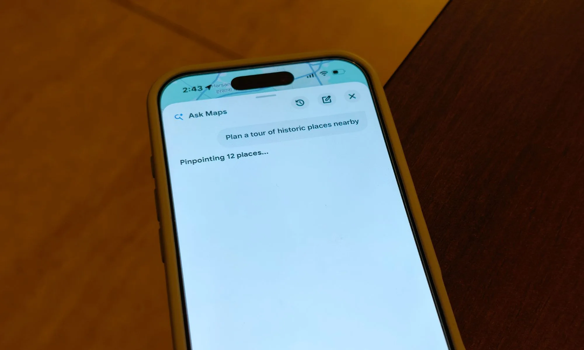 Navigating with Ask Maps.