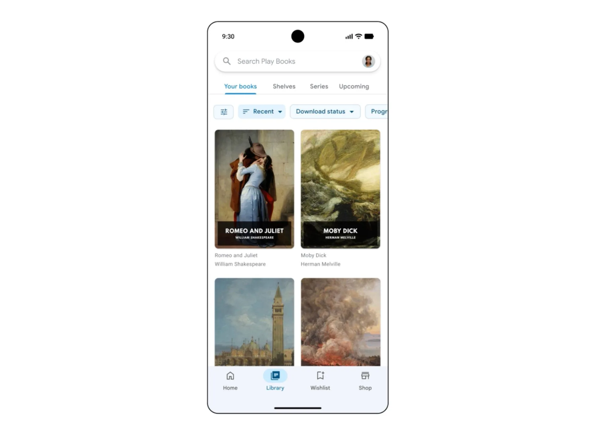 Catch me up feature on Google Play Books