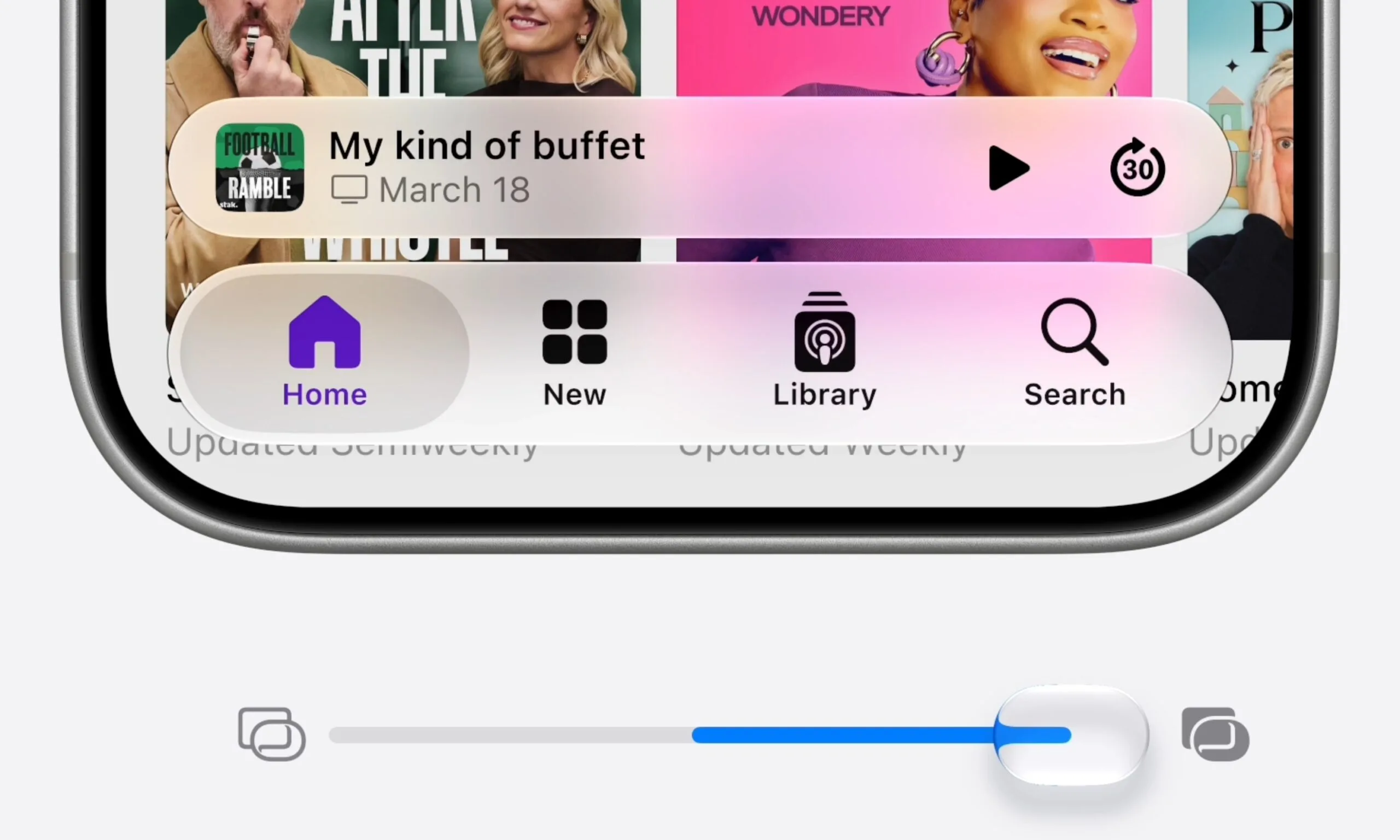 Liquid Glass transparency slider